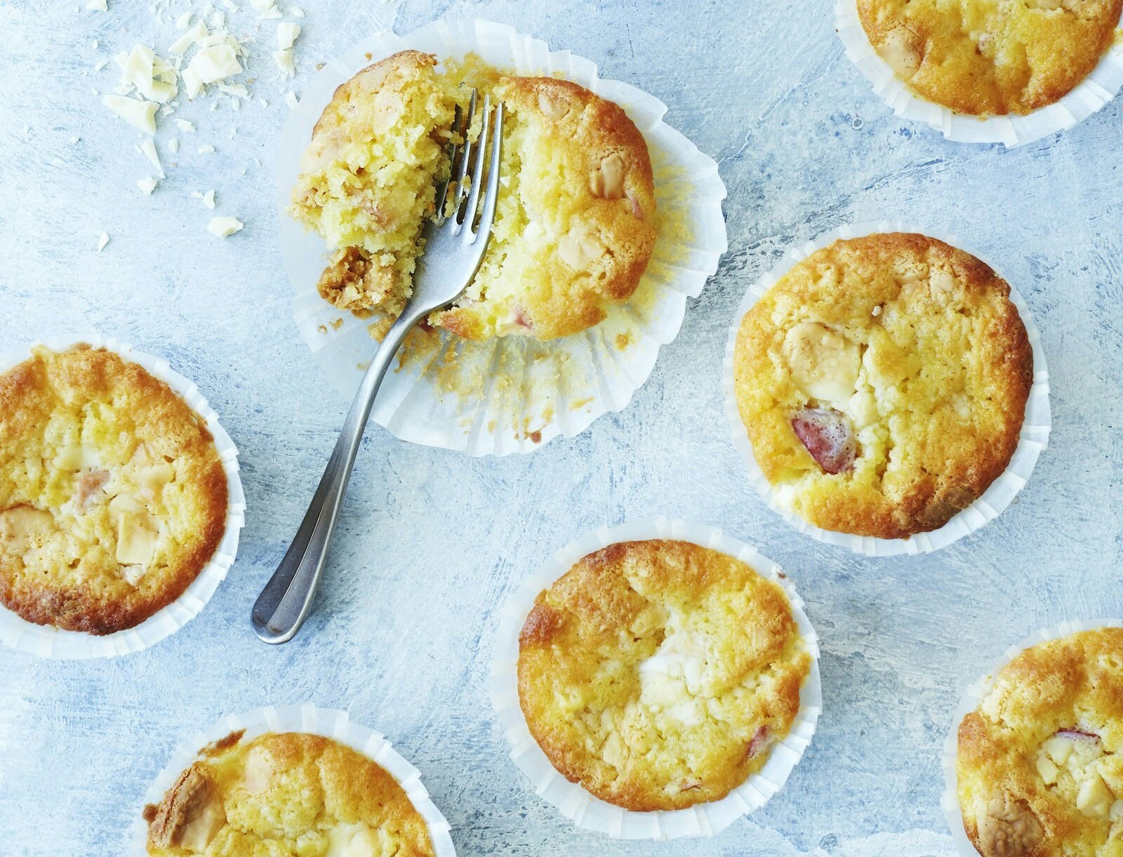 Æblemuffins med hvid chokolade