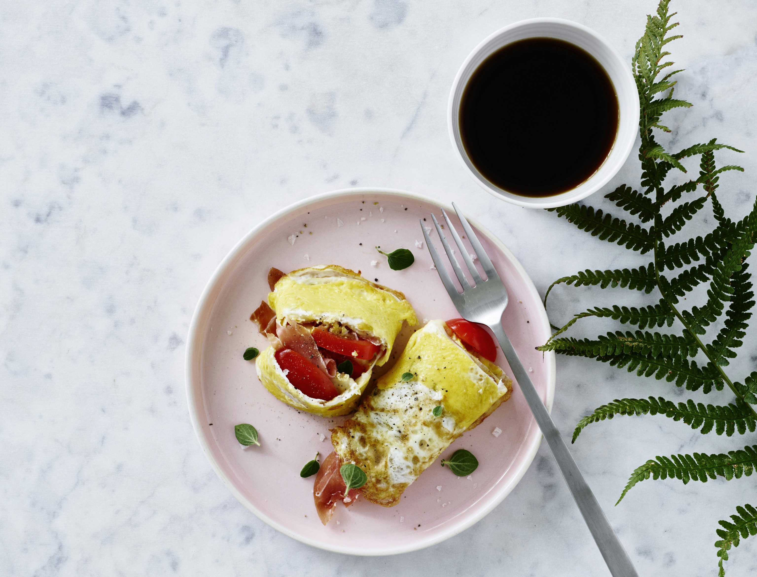 Æggepandekage med skinke og ost