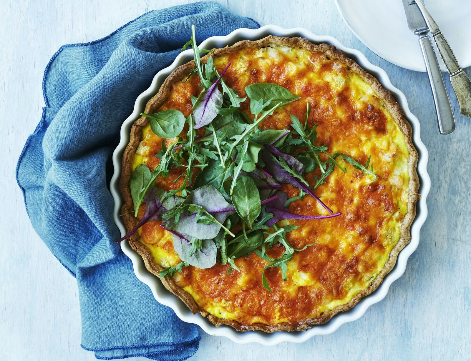 Blomkålstærte med rejer