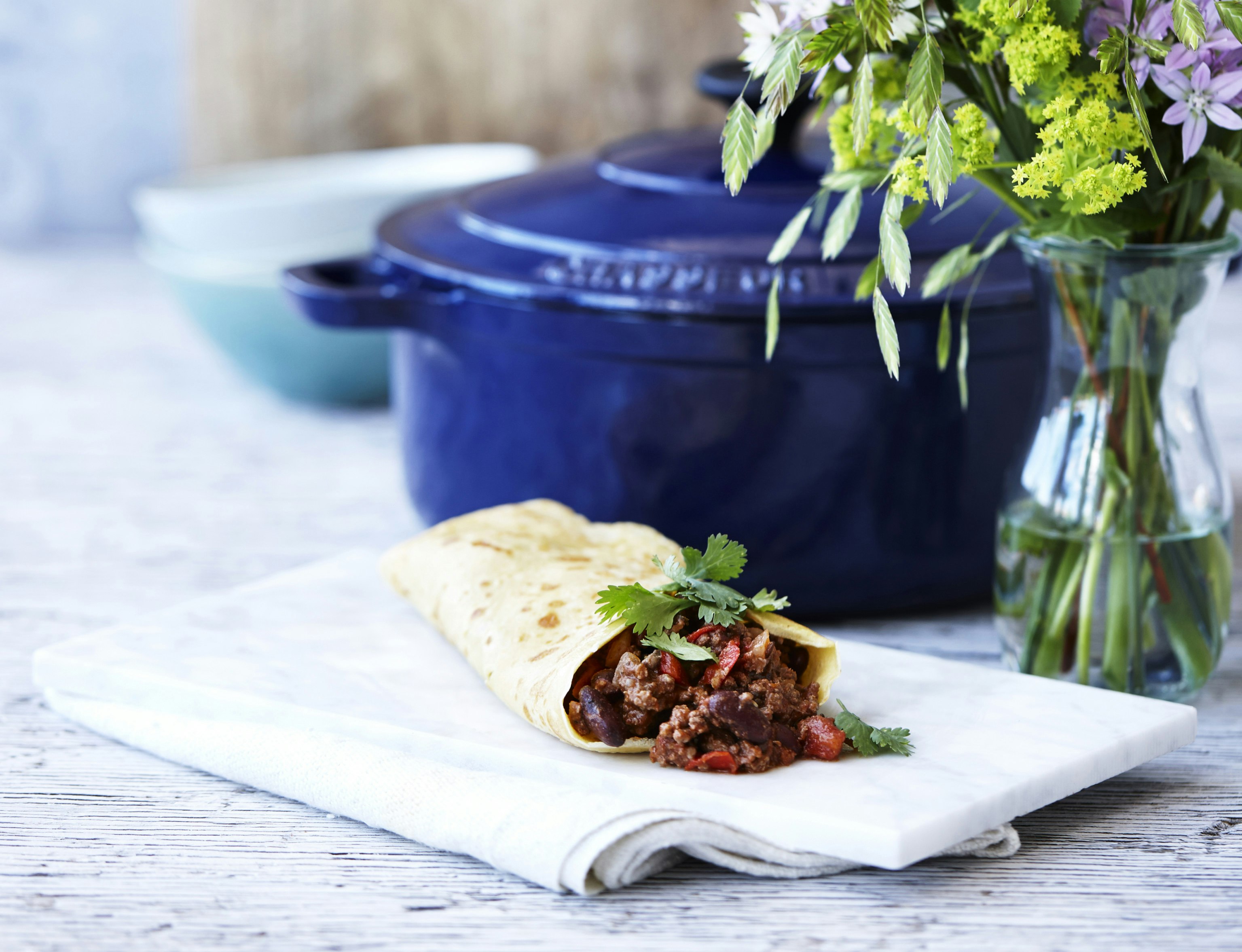 Chili con carne med hjemmelavede majstortillas