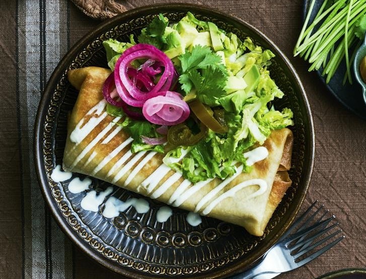 Chimichangas med bønner og ost