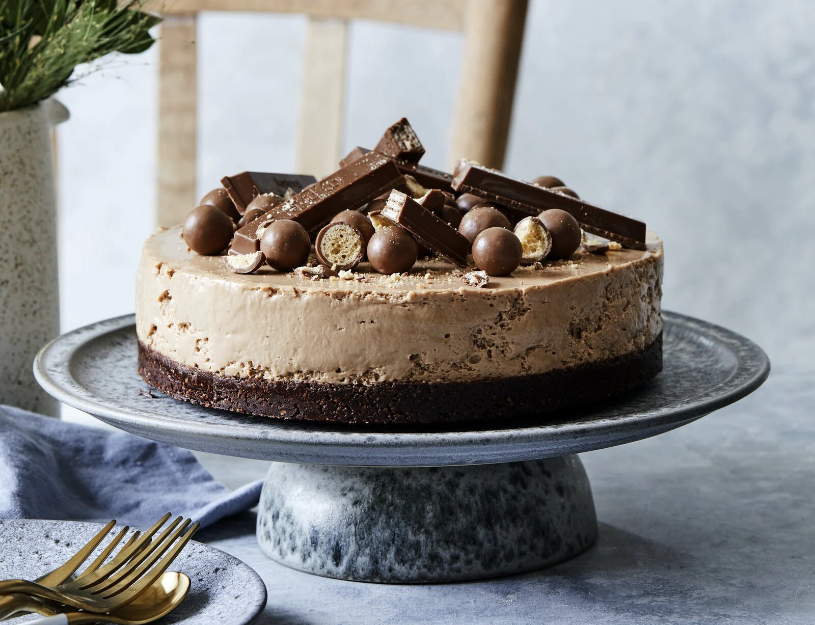 Chokoladecheesecake med mørk kiksebund