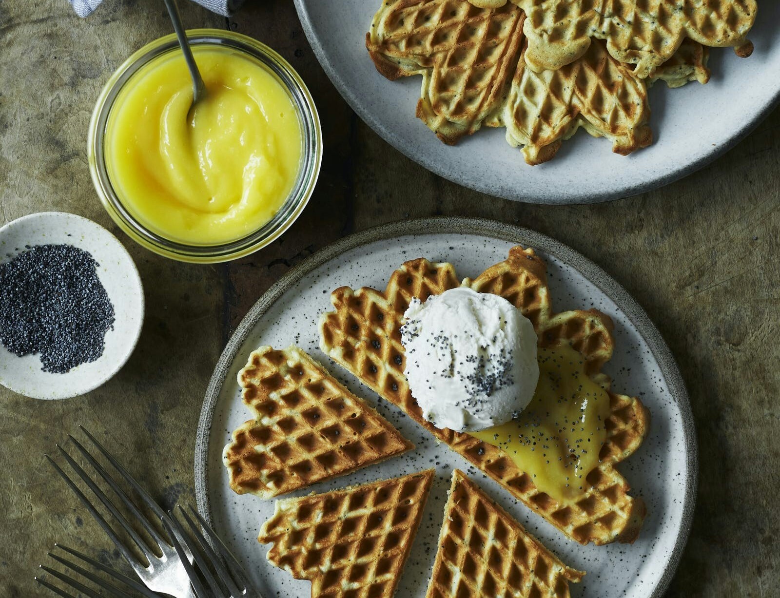 Citronvafler med birkes og lemoncurd