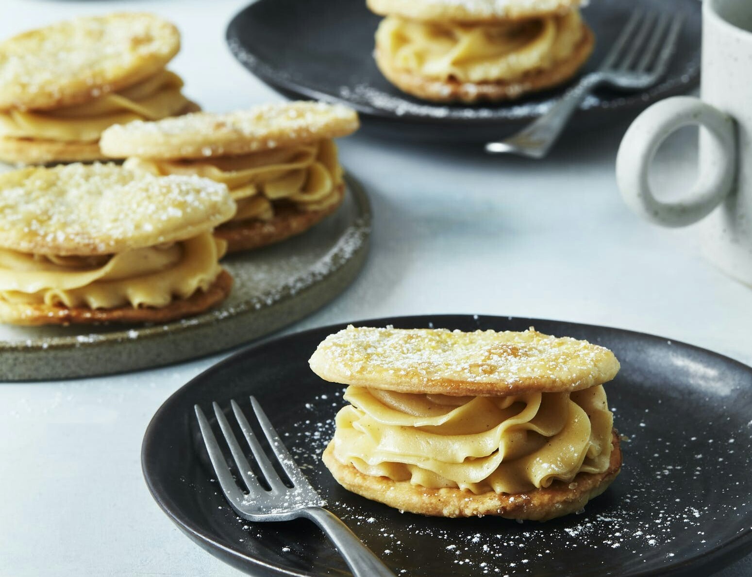 Franske vafler med mokkasmørcreme