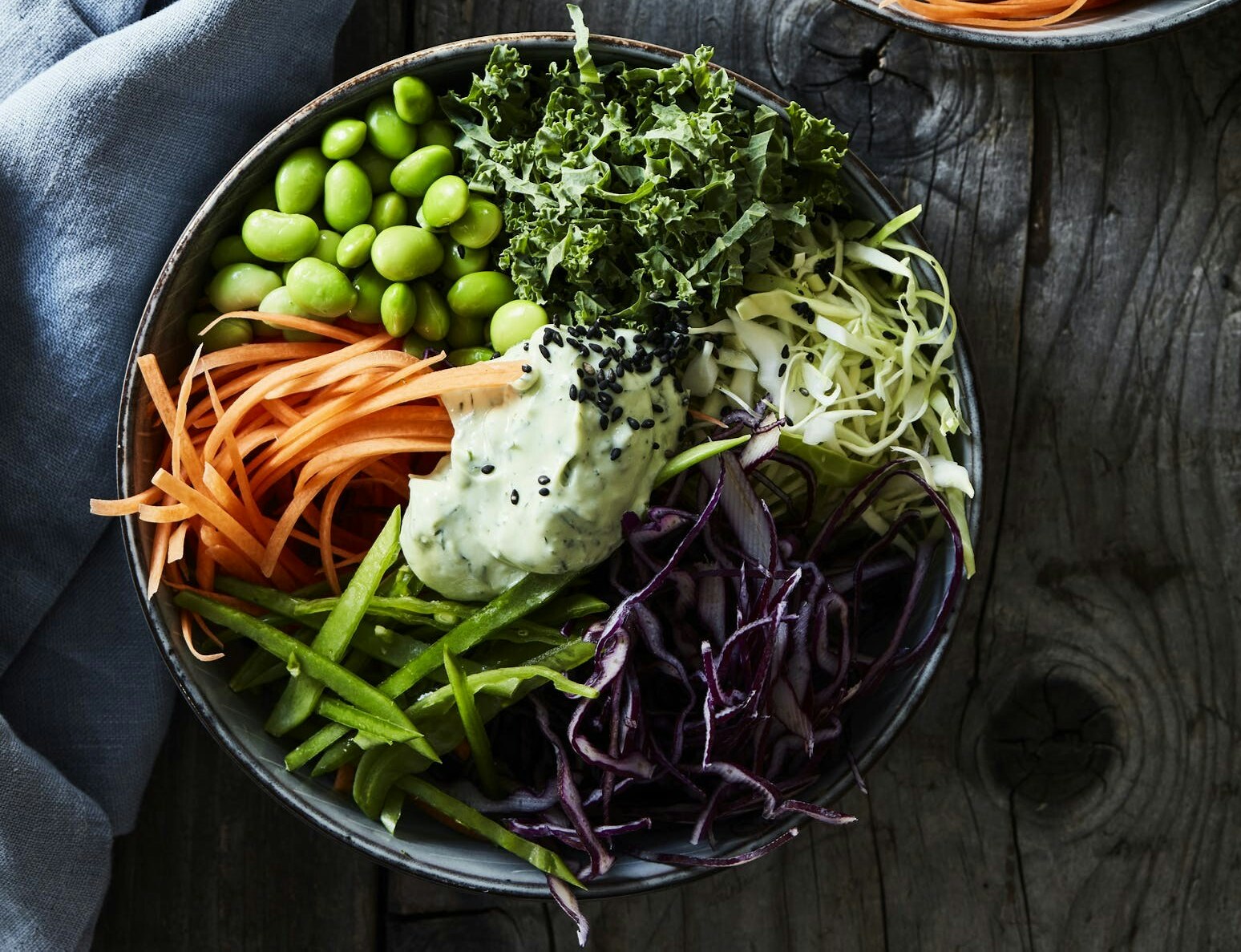 Grøntsagsbowl med avocadocreme