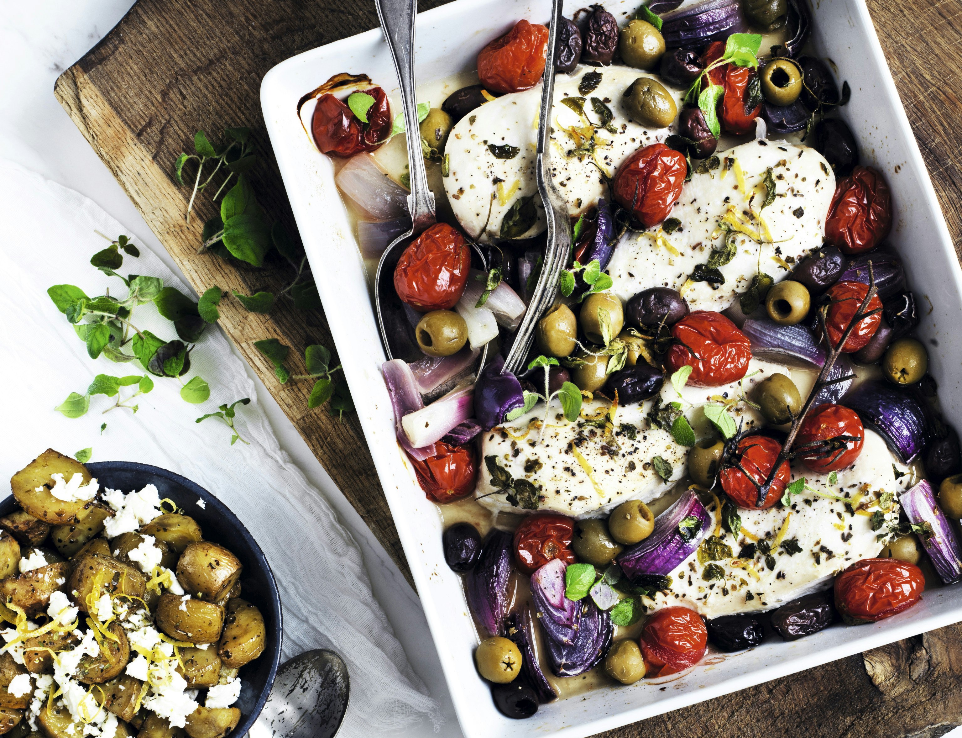 Kylling i fad med fetakartofler