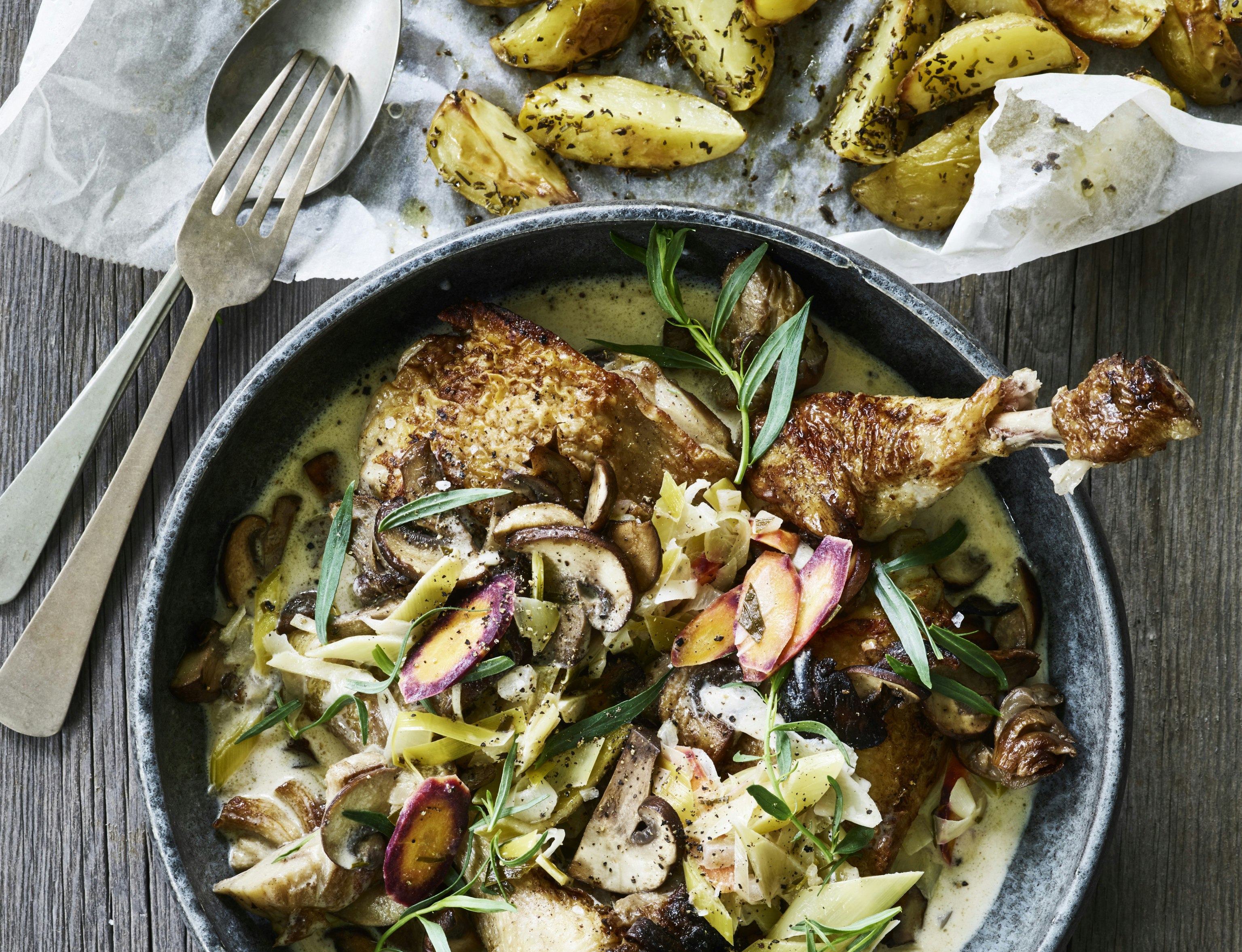 Kylling i hvidvin og estragon