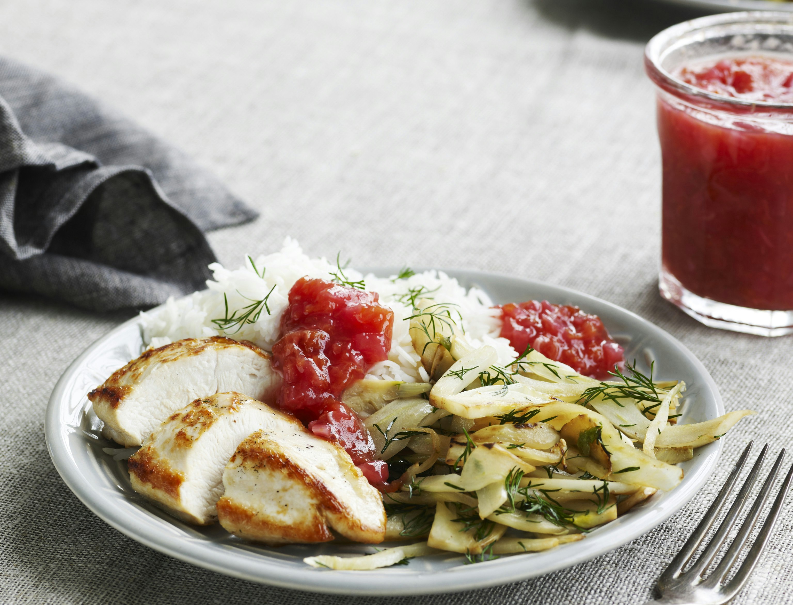 Kylling med blommechutney og stegt fennikel
