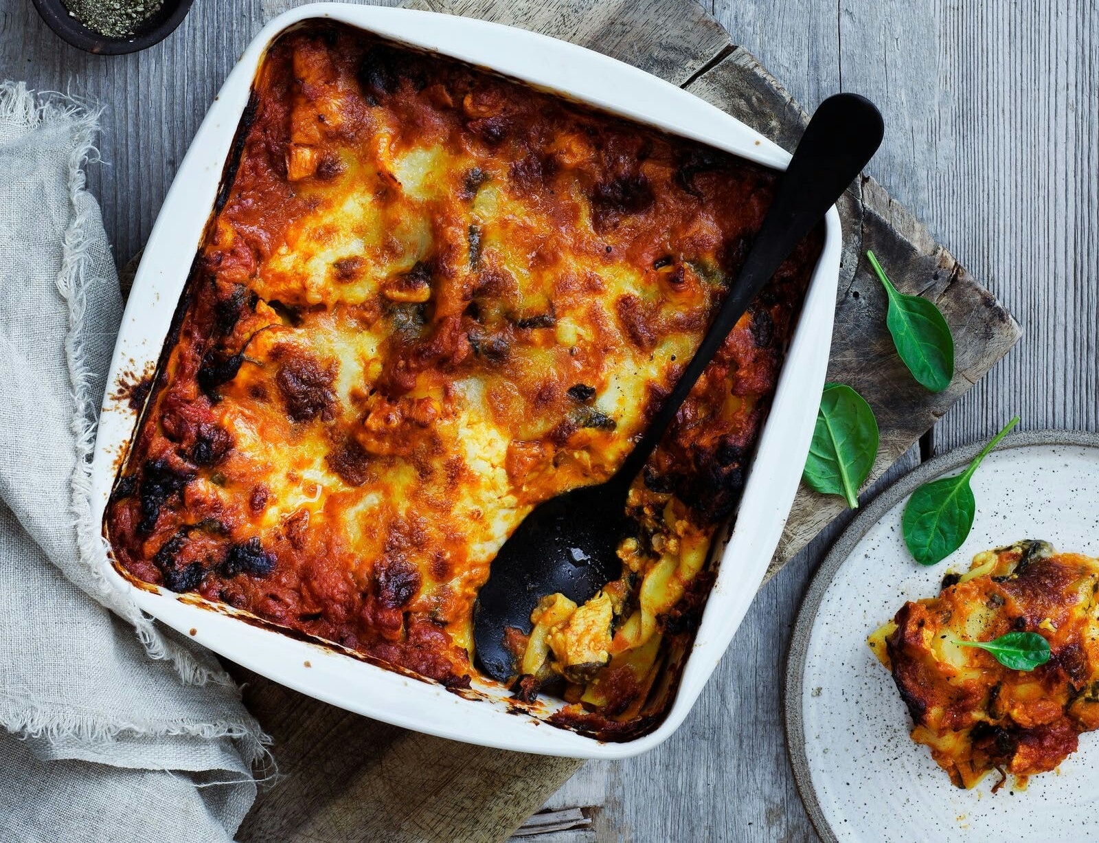 Kyllingelasagne med spinat og hytteost