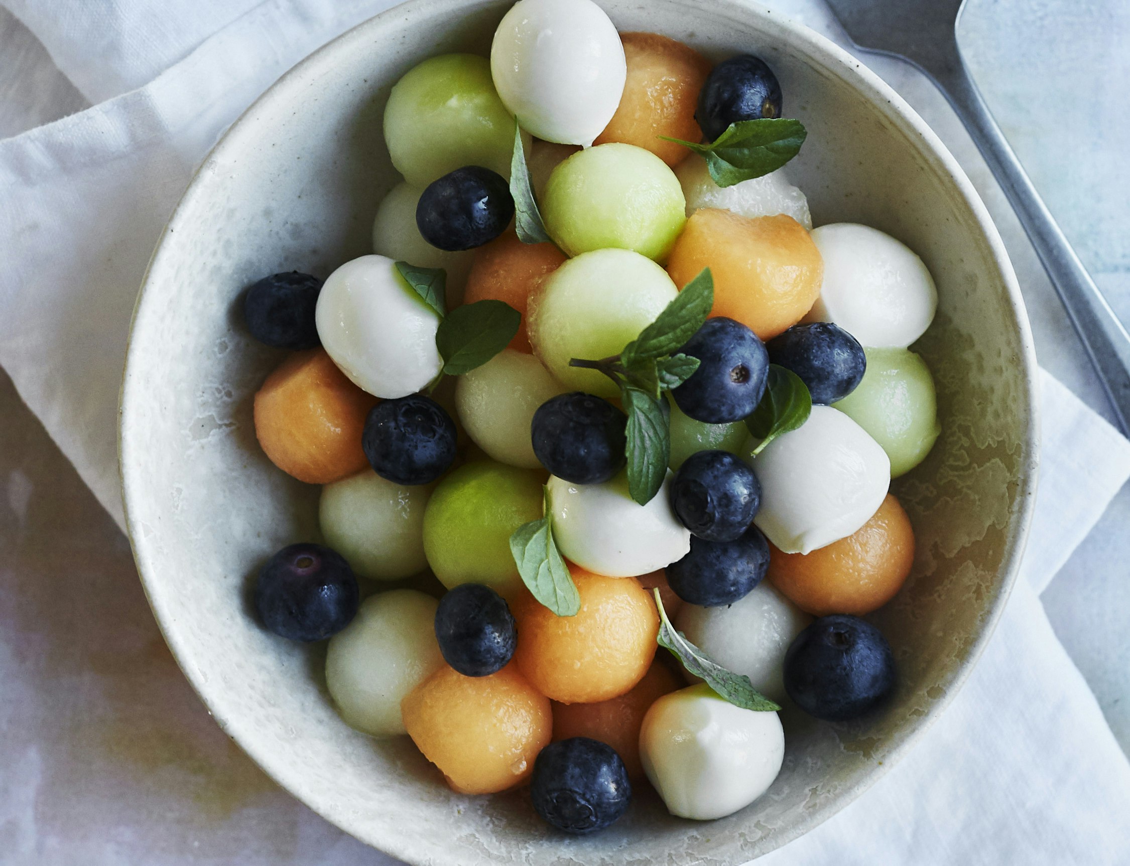 Melonsalat med mozzarella