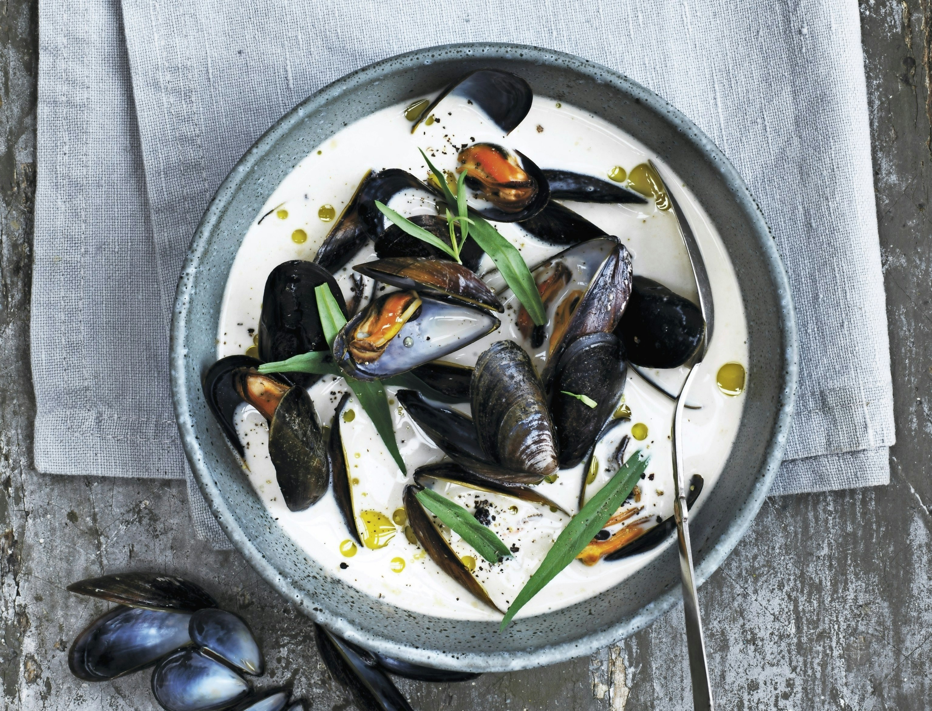 Muslingesuppe med frisk estragon