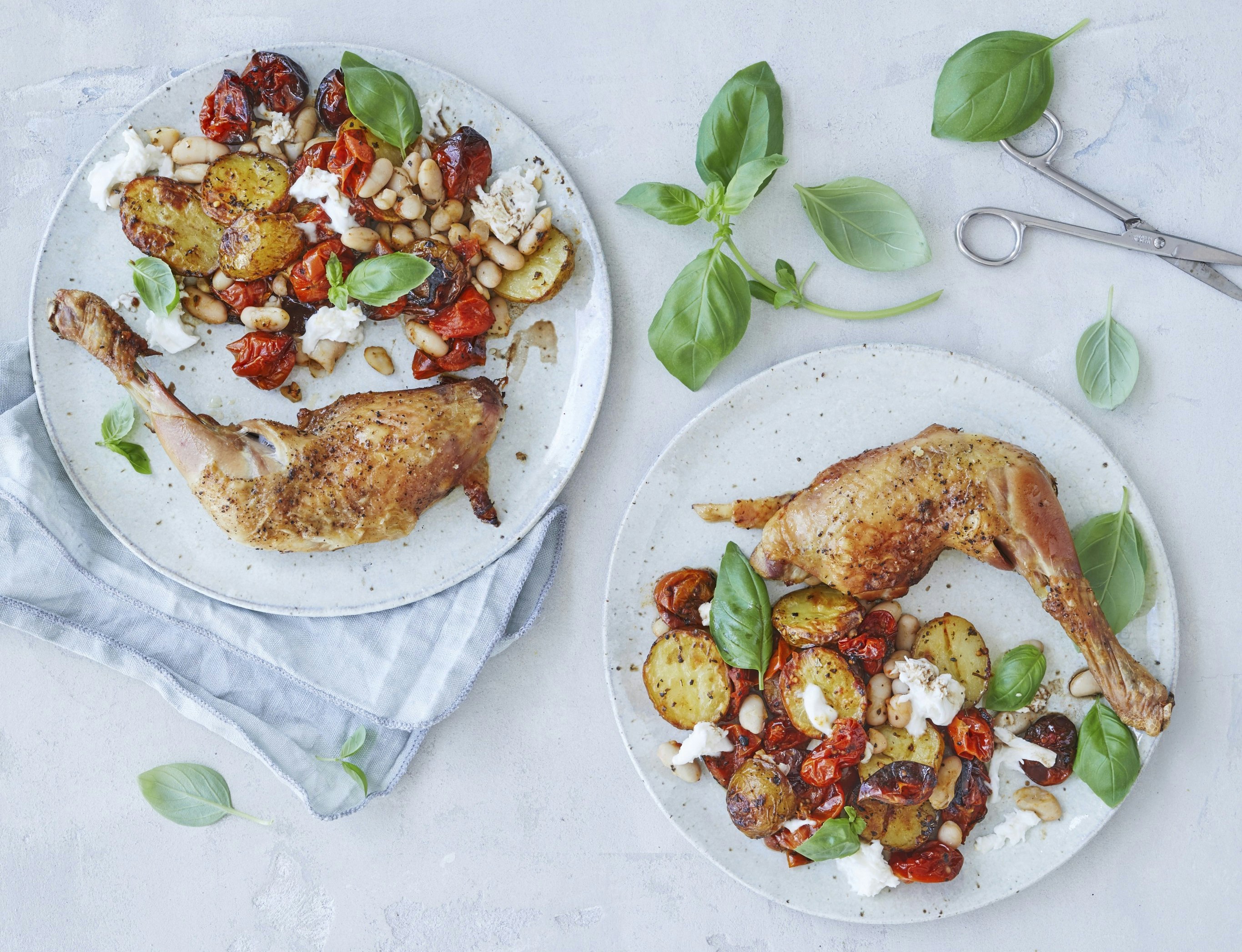 Ovnbagte kyllingelår med italiensk kartoffelsalat