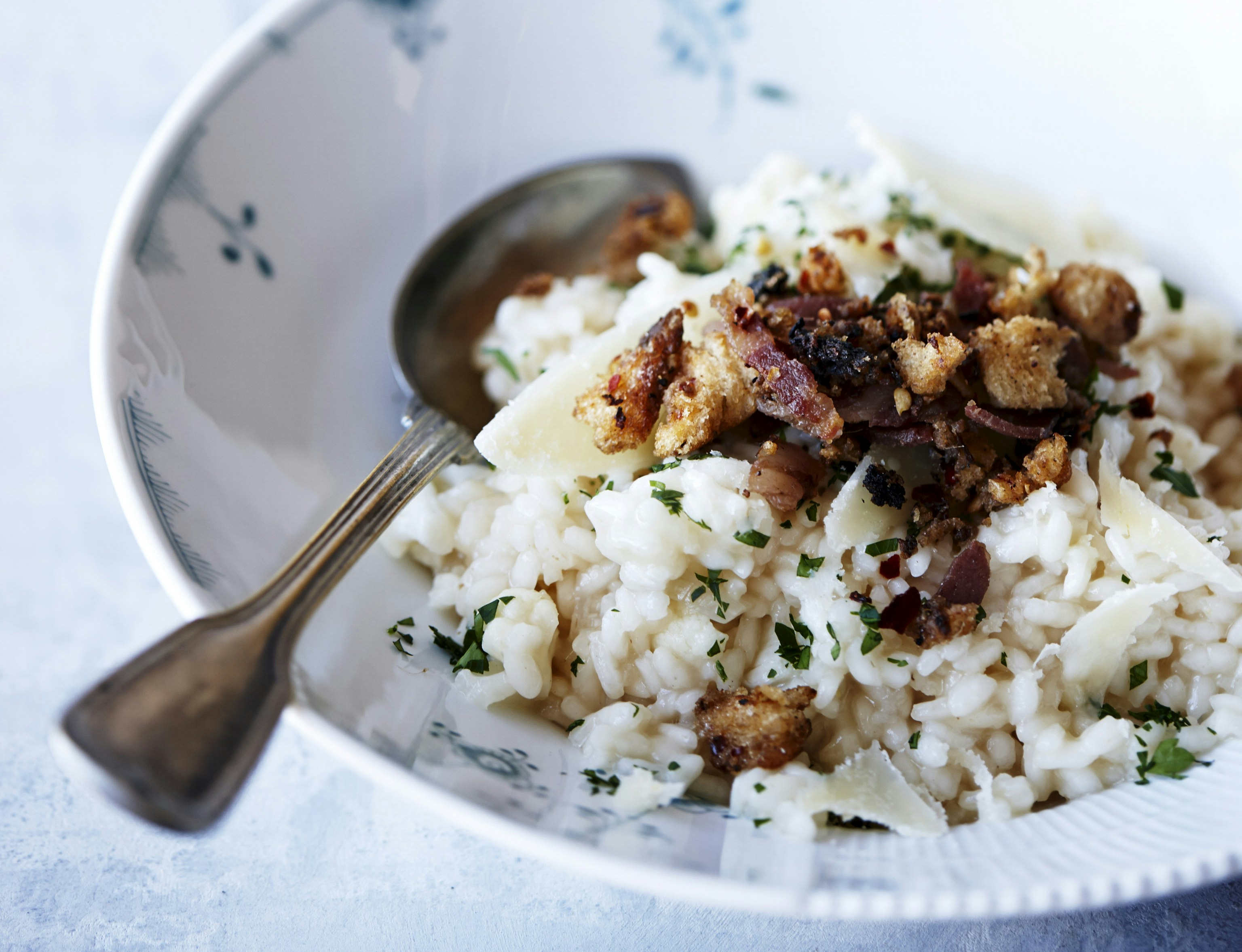 Risotto med pancetta og blomkål