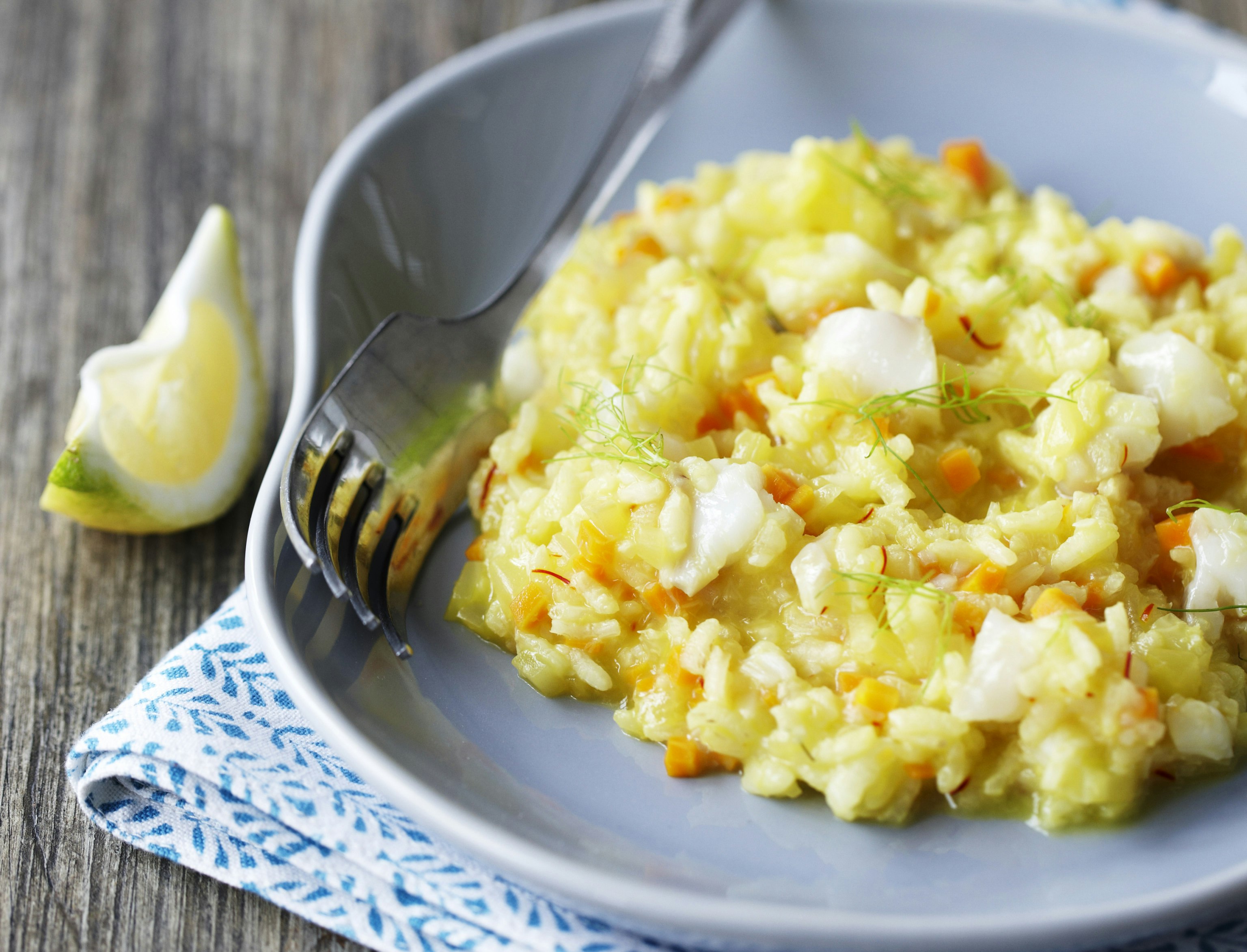 Safranrisotto med torsk og gulerod