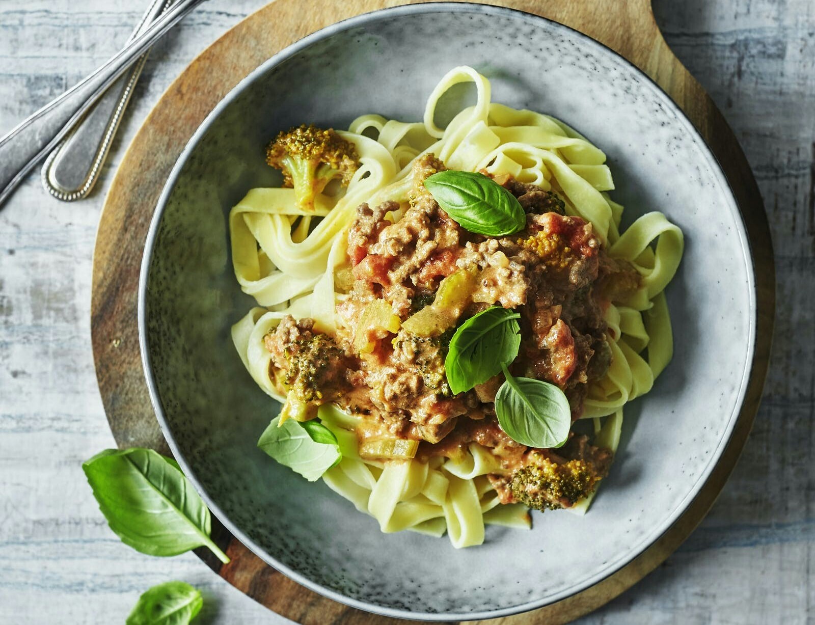 Spaghetti bolognese med flødeost og gorgonzola