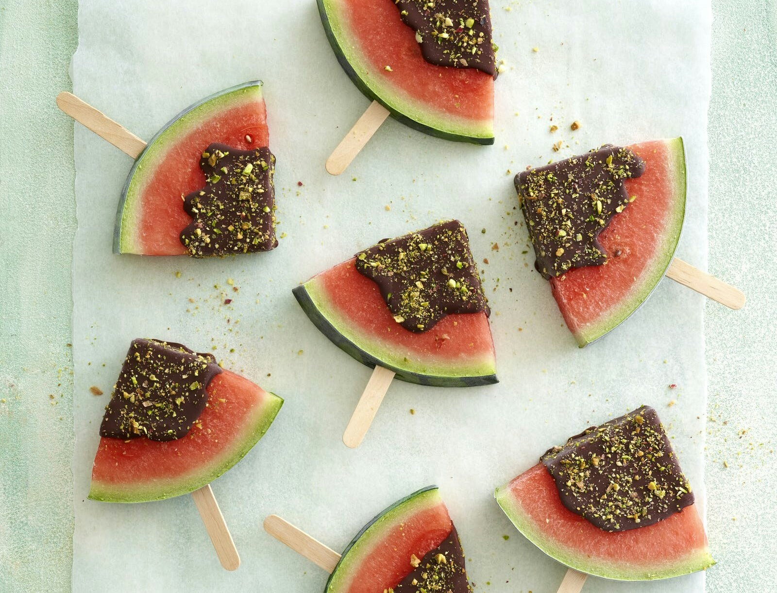 Vandmelon-ispinde med chokolade